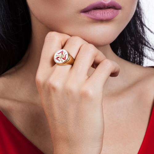 Anello Donna Isola Bella 60000090 Anello Trinacria Tondo Smalti
