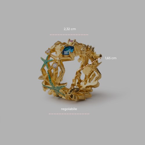 Anello Isola Bella Ottone 60000099 Anello Stelle di Mare Smalti
