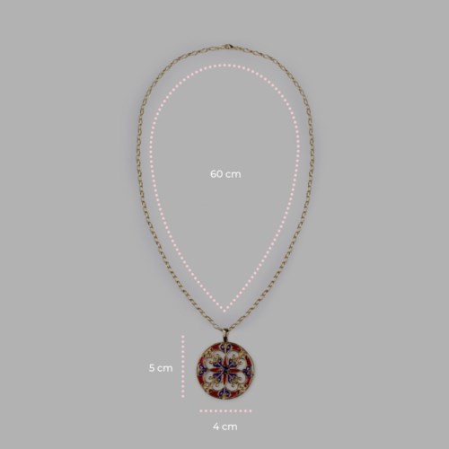 Collana Isola Bella Ottone 60000211 Collana Rosone Tondo Smalti Rosso