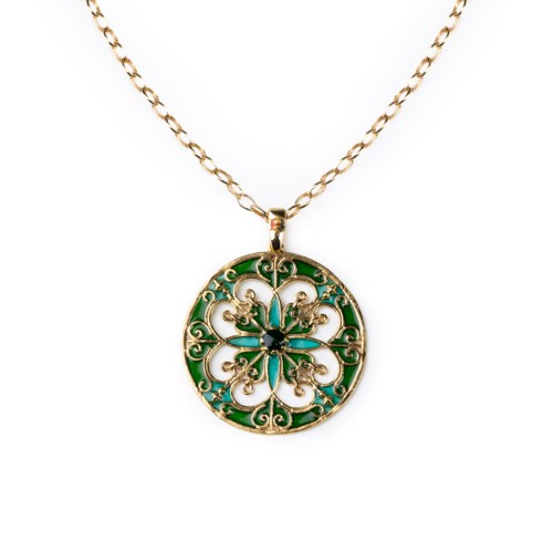 isola bella Collana 60000213 collana rosone tondo smalti verde