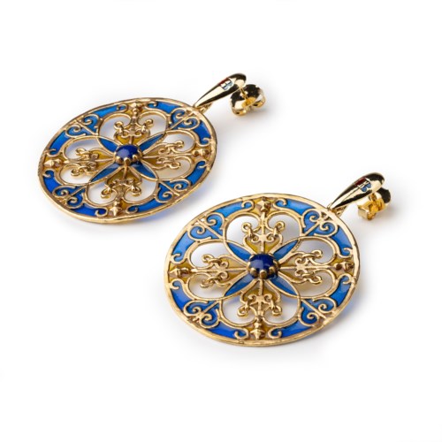 Orecchini Donna Isola Bella 60000214 Orecchini Rosone Tondo Smalti Blu