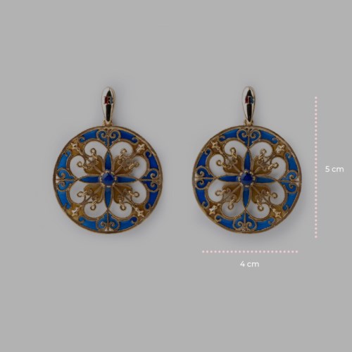 Orecchini Isola Bella Ottone 60000214 Orecchini Rosone Tondo Smalti Blu