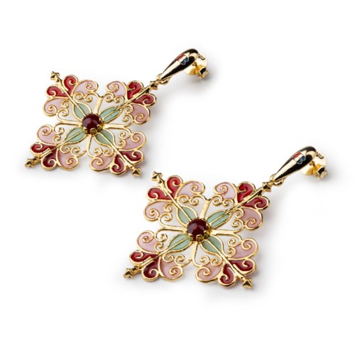 Orecchini Donna Isola Bella 60000216 Orecchini Barocco Smalti Rosa