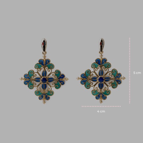 Orecchini Isola Bella Ottone 60000218 Orecchini Barocco Smalti Blu
