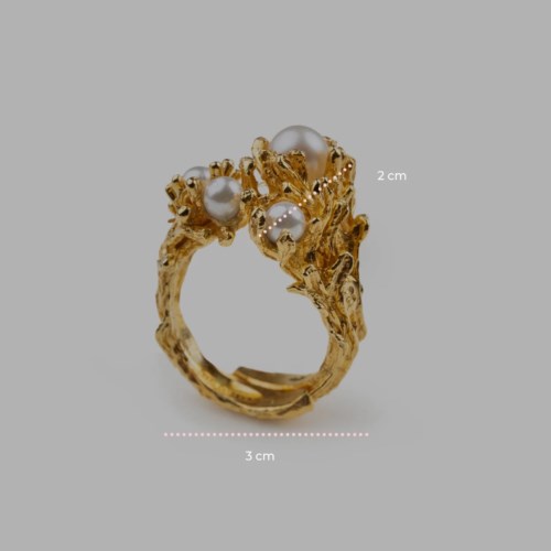 Anello Isola Bella Bronzo Anello Gold Rami Perle