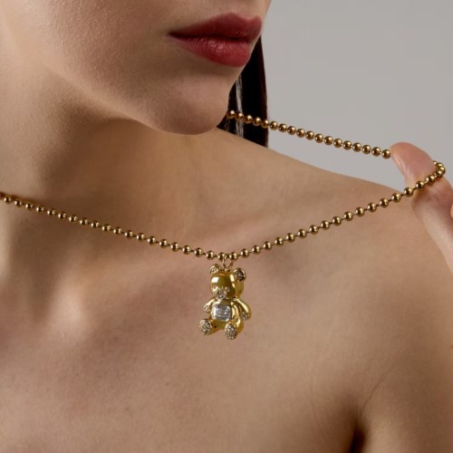 Collana Acciaio dorato Gcds Coraggio Bear