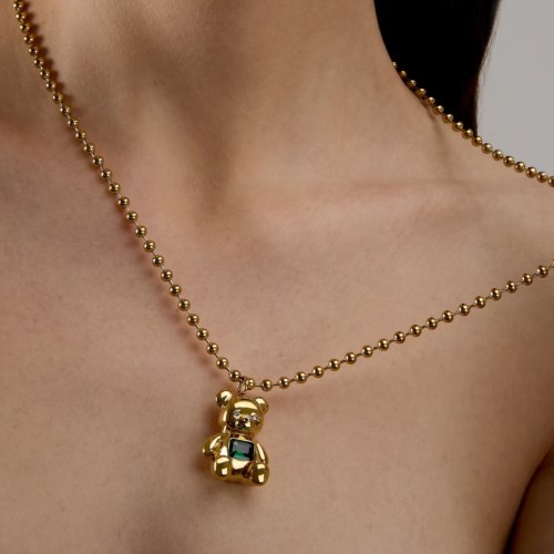 Collana Acciaio dorato Gcds Coraggio Bear