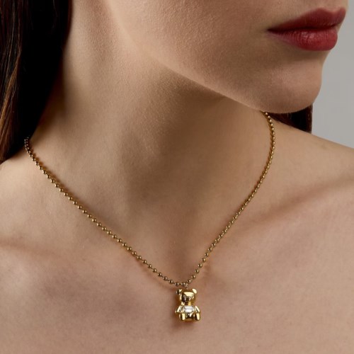 Collana Acciaio dorato Gcds Coraggio Bear