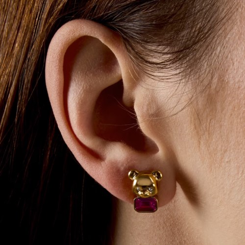 Orecchini Acciaio dorato Gcds Coraggio Bear