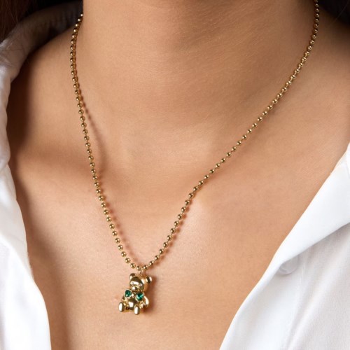 Collana Acciaio dorato Gcds Coraggio Bear