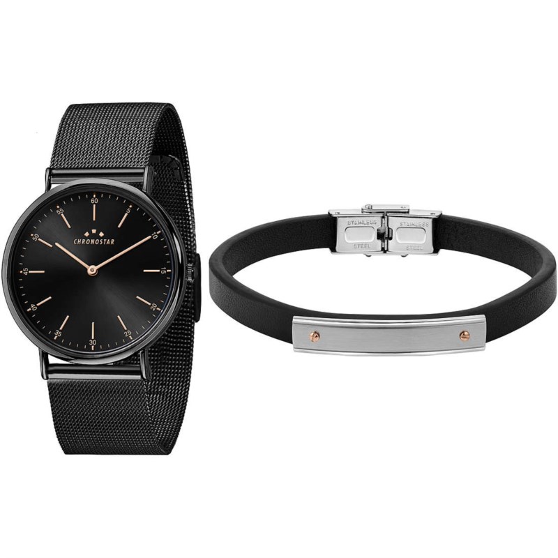 Orologio Quarzo CHRONOSTAR Preppy R3753252028 Acciaio nero 40 mm Bracciale  Uomo