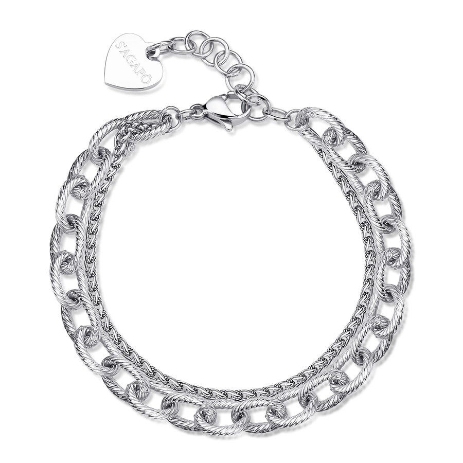 S'Agapõ Bracciale Donna Collezione Chunky – Gioiello In Acciaio 316L Con Catena A Stelle – Ipoallergenico, Regalo Originale Per Lei
