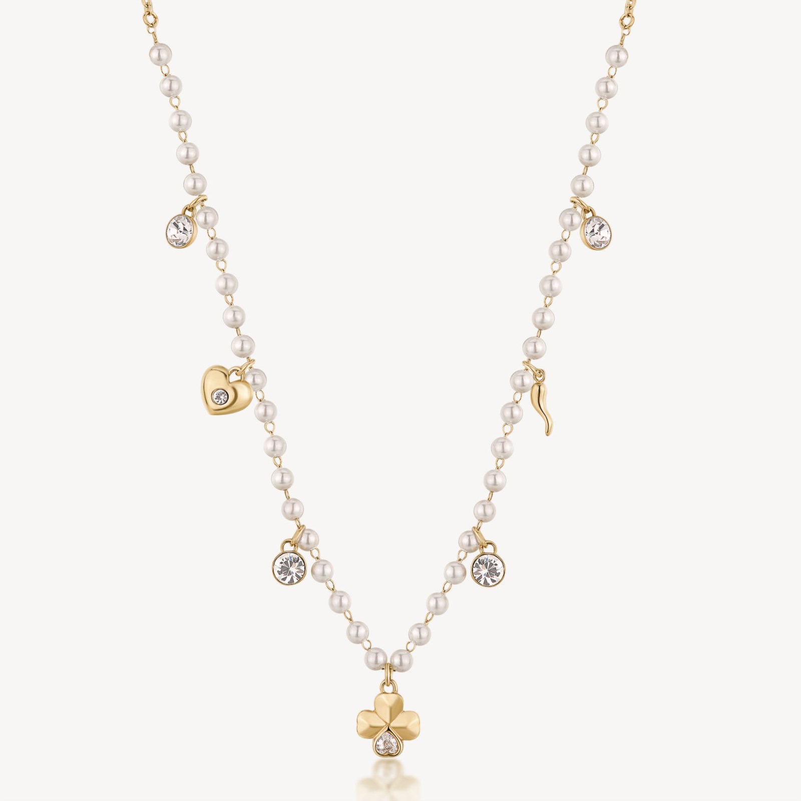 Brosway Collana Donna Chakra Con Elefante E Portafortuna In Acciaio 316L E Cristalli - BHKN099, Lunga 50cm
