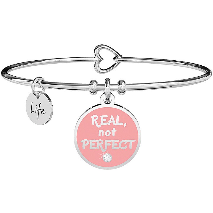 KIDULT Bracciale Uomo Donna Acciaio 316L Con Scritta Love | Ciondolo Quadrato Nero PVD | Lunghezza 21 Cm