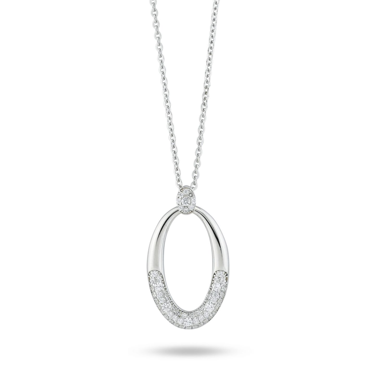 Sofia Milani Collana Donna In Argento 925 Con Zirconia Ovale, Placcato Rodio, Lunghezza Regolabile 42-45 Cm