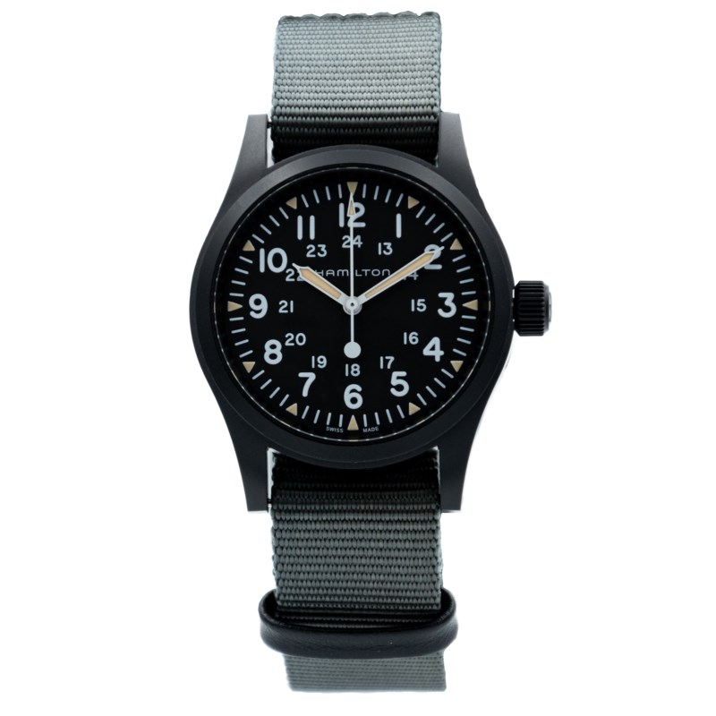 Orologio Meccanico manuale HAMILTON Khaki field H69409930 Acciaio nero 38  mm Uomo