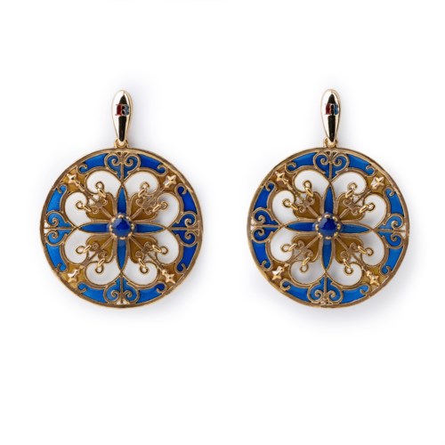 Orecchini 60000214 orecchini rosone tondo smalti blu