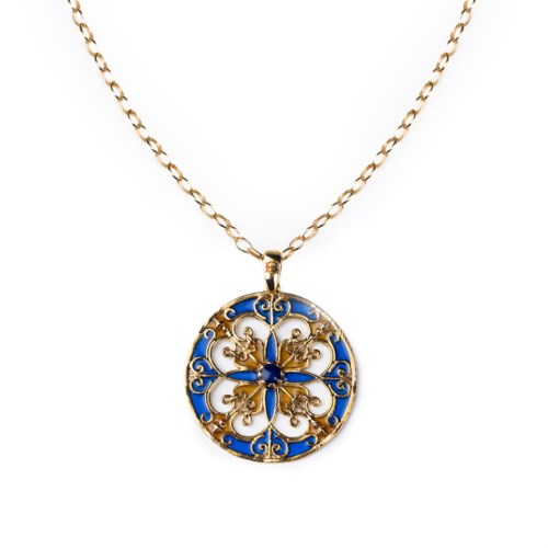 Collana 60000215 collana rosone tondo smalti blu