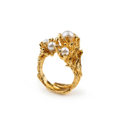 Anelli anello gold rami perle