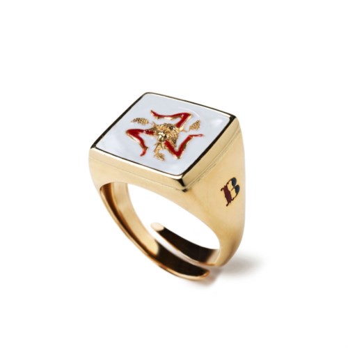Anelli anello trinacria quadrato smalti
