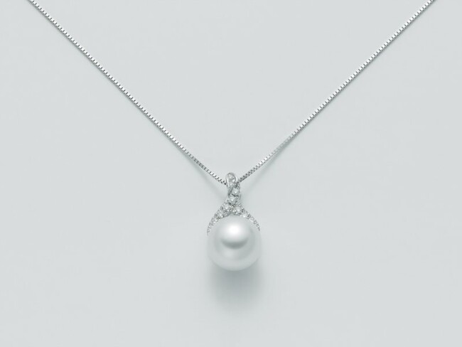 Collana MIORE Con Perla Di Fiume E Diamante Taglio Brillante - Oro Bianco/giallo 18 Kt (750), Catena 45 Cm