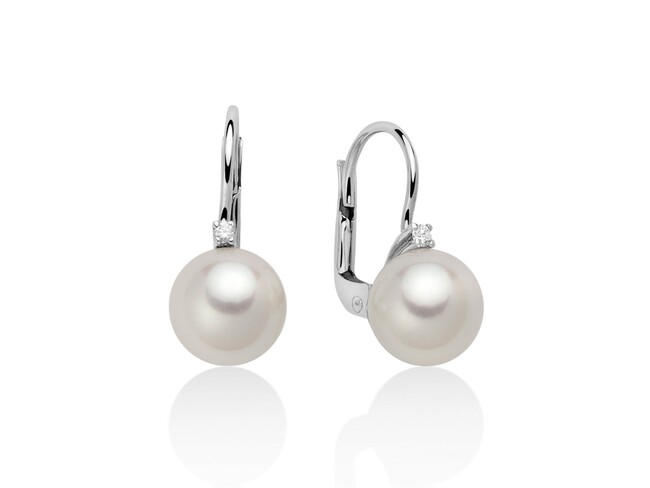 Nenalina Orecchini A Perla Grigia – Donna, In Argento 925, Perla 10 Mm, Design Classico, 842403-190