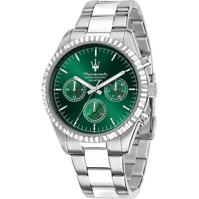 Maserati Competizione Orologio Uomo – Quarzo, Cronografo, Data – Cassa 43mm In Acciaio PVD Oro – Quadrante Nero Sunray